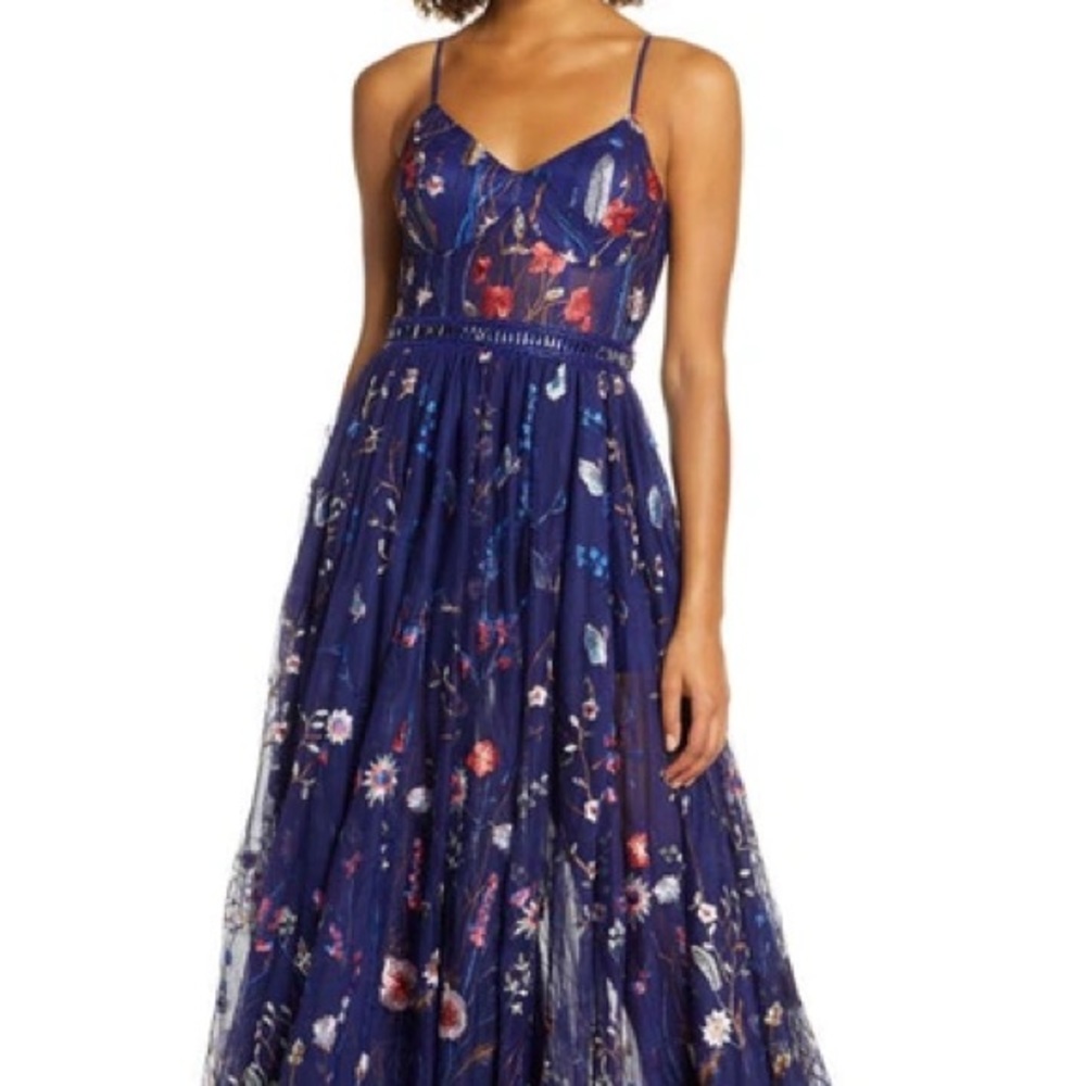 Mac Duggal Embroidered Floral Gown